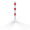 Barrier posts | Steel tube  60 x 2,5 mm | stationary | to be fixed by plugs | hot-dip galvanized and white coated withthree red reflecting stripes | with 2 eyelets